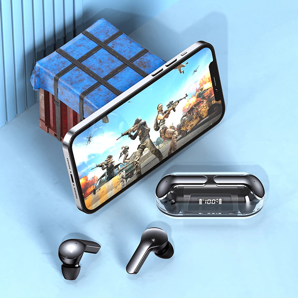 Hands-free Earbuds LED Display in Headset Bluetooth-Compatible Headphones