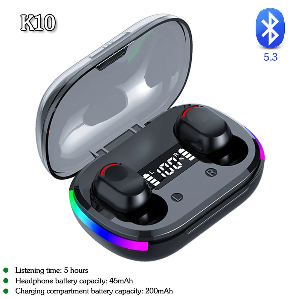 Wireless Stereo Earphones Waterproof Bluetooth-Compatible Gaming, Headsets Noise Reduction