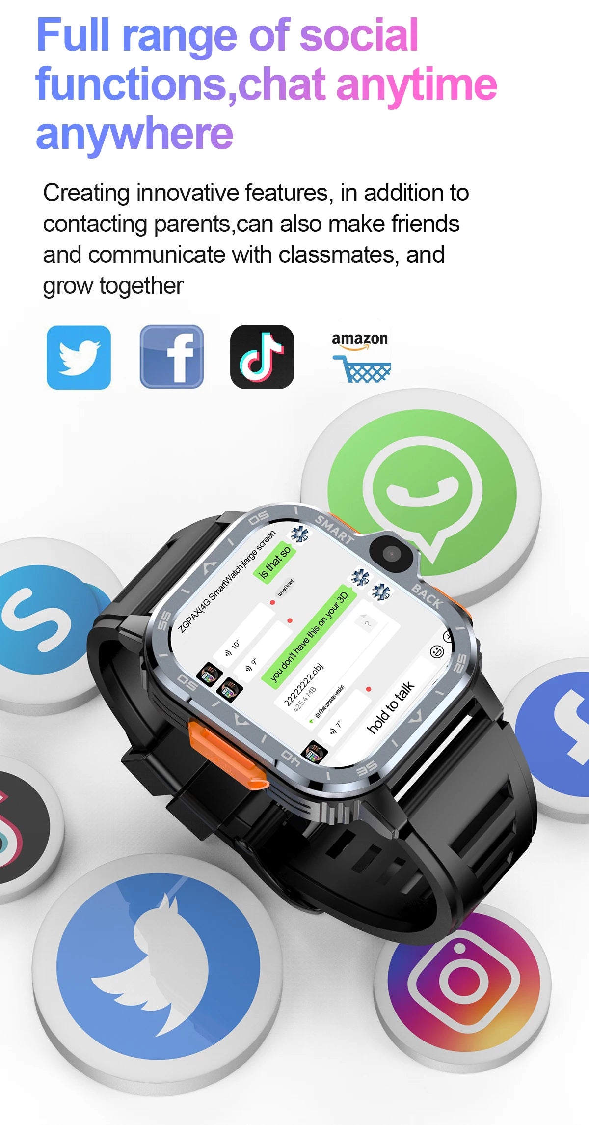 Smart Watch Men GPS Storage Dual Camera WIFI Wireless Internet
