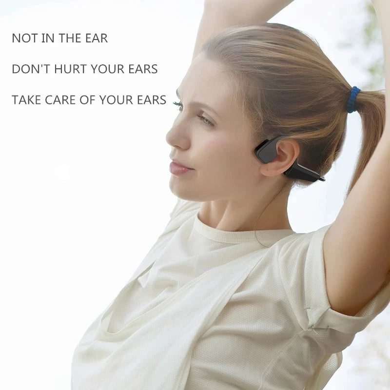 Sport Waterproof Bone Conduction Headphone Wireless Bluetooth Microphone Running