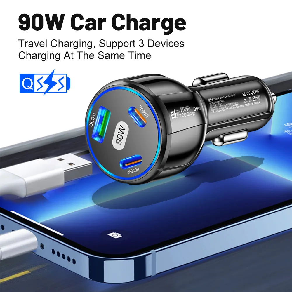 Car Charger USB Fast Charging Quick Charge For iPhone