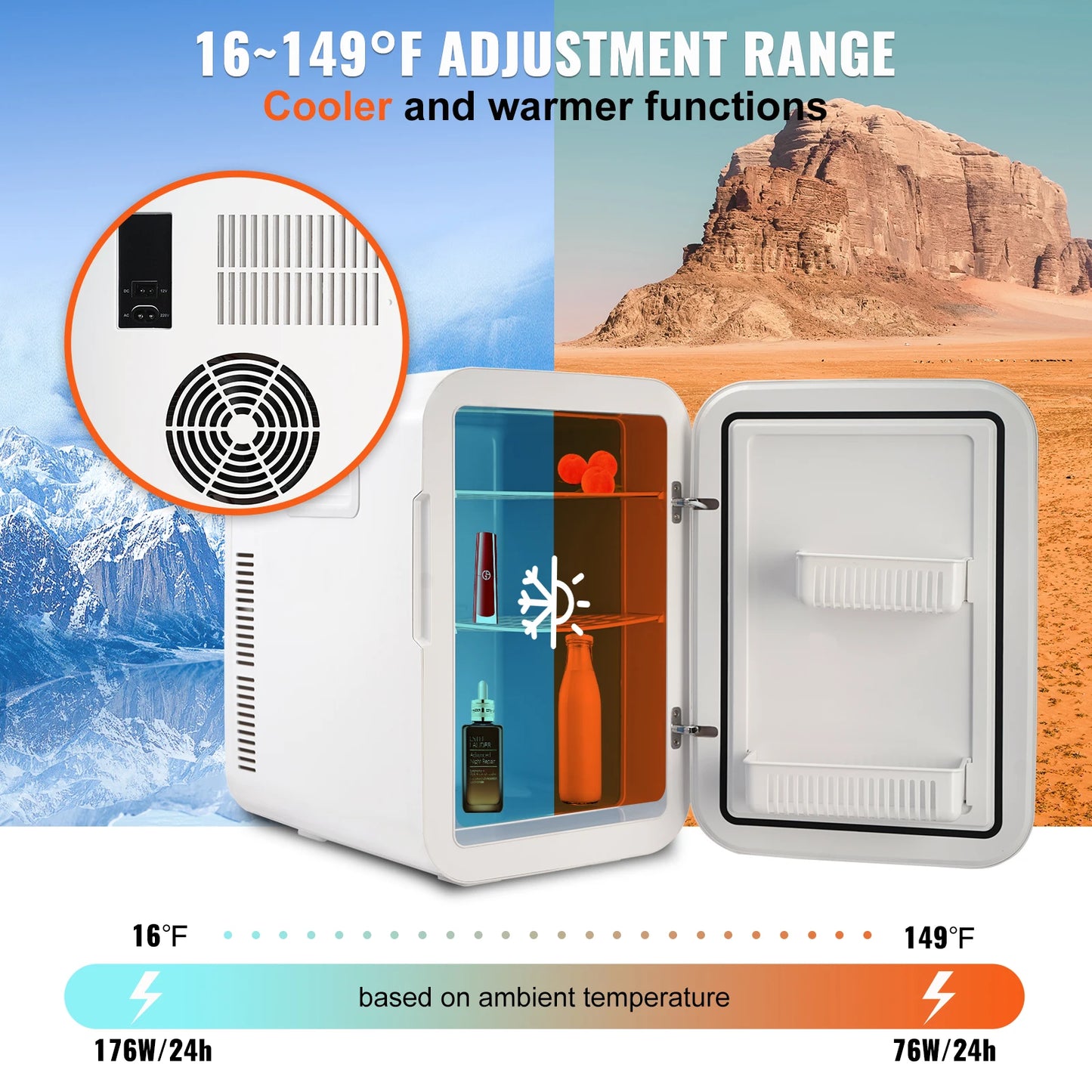 VEVOR 20L Mini Refrigerator Portable Cooler Ice Box