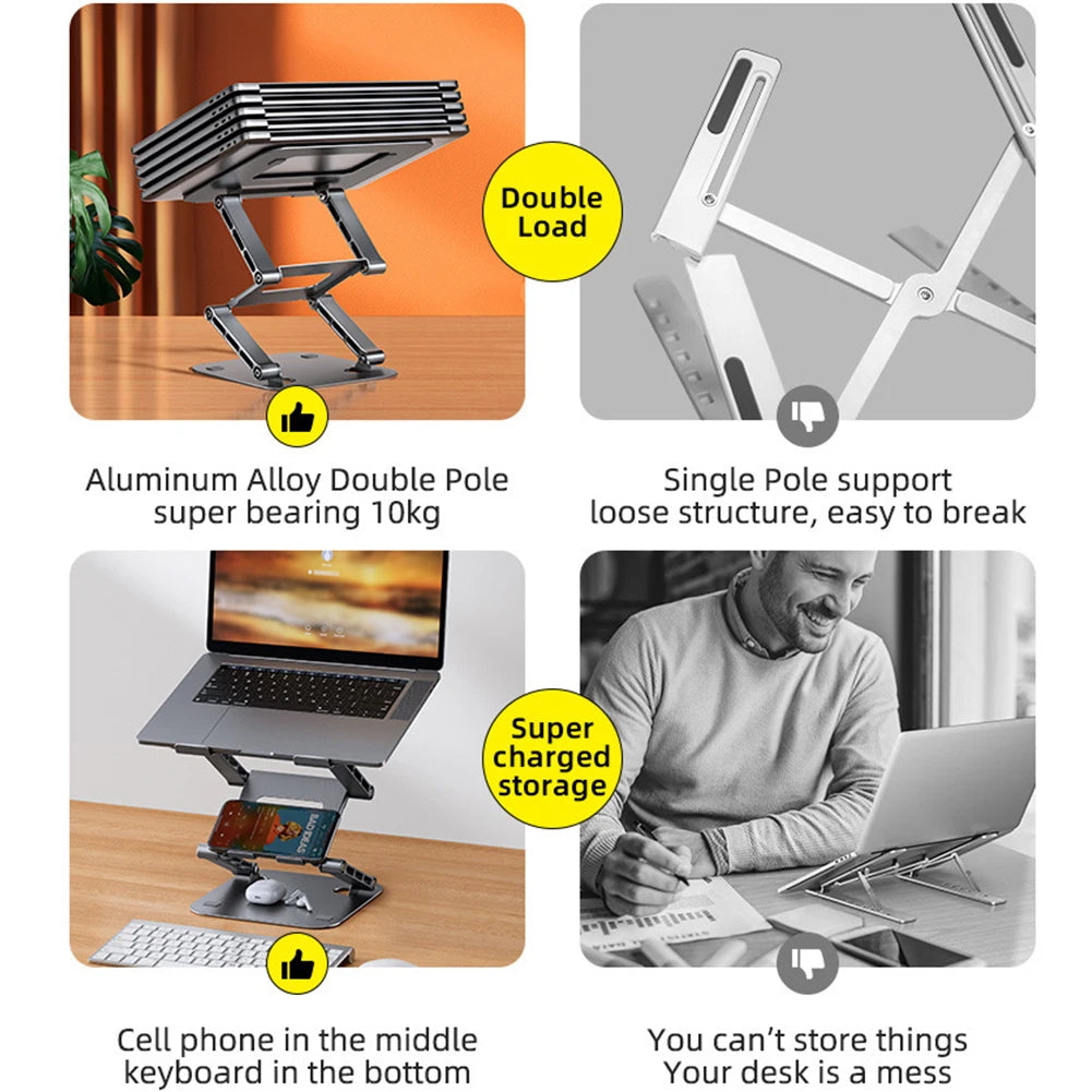 Adjustable Laptop Stand Aluminum Alloy, Foldable Cooling for MacBook
