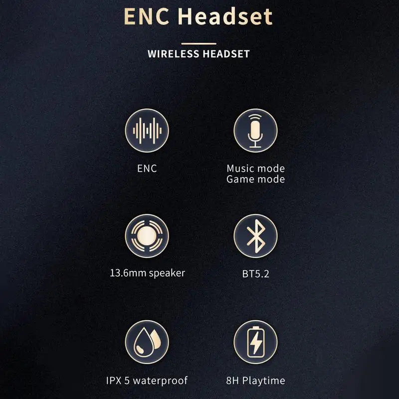 Bone Conduction Earbuds Headset Boom Microphone Charging Long Battery Life