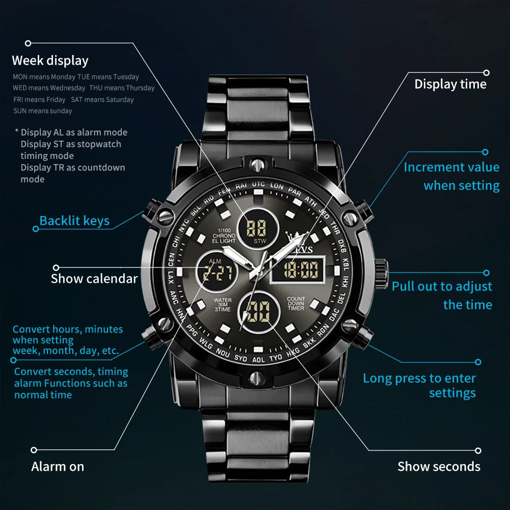 Men's Watches Waterproof Electronic Luminous