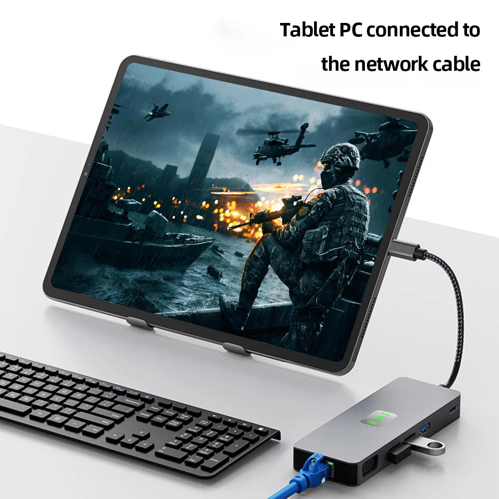 Multiport Adapter Ports Multi-hub Splitter 4K HDM Card Reader
