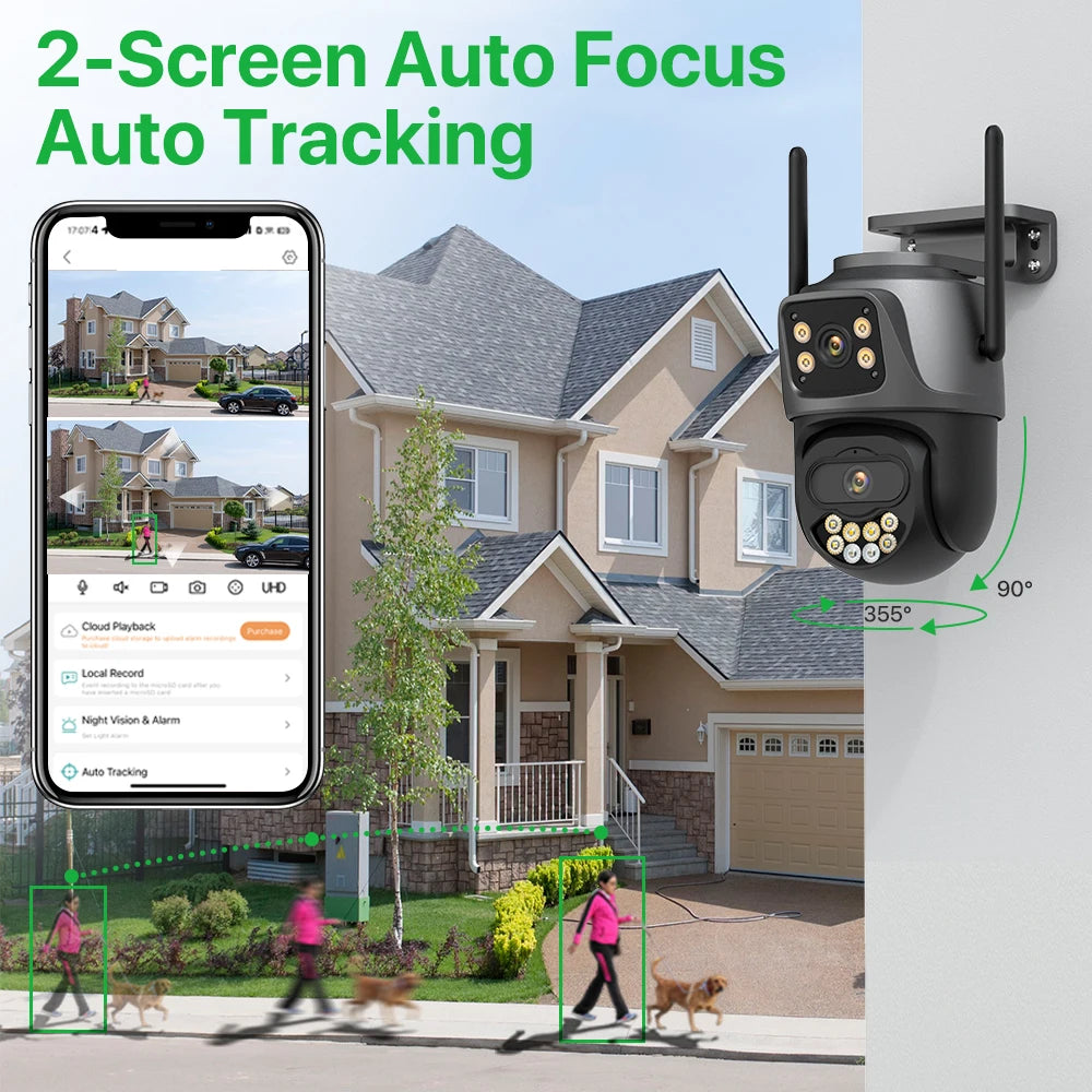 Camera Dual Lens Outdoor Auto Tracking Security Protection Surveillance