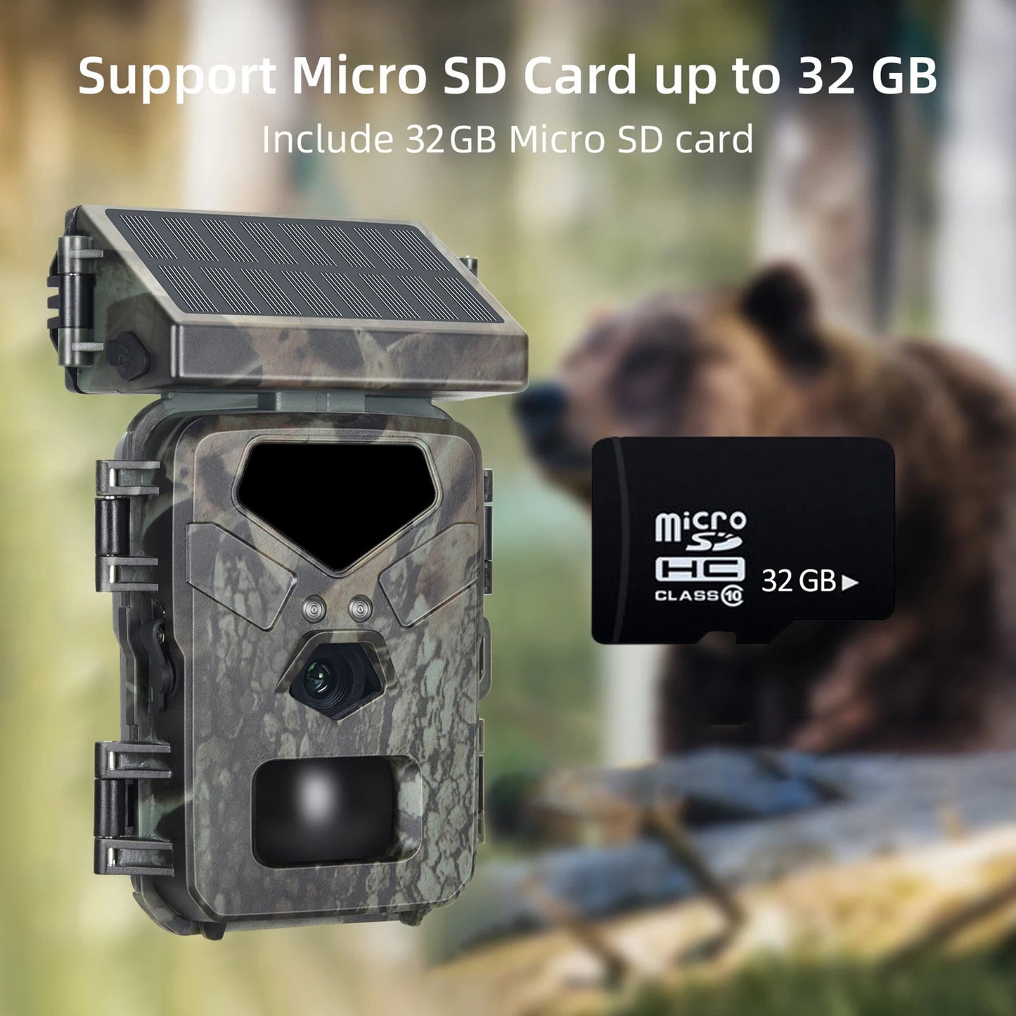 Tomshoo Solar Trail Camera 20MP/1080P Hunting Camera 0.3s Trigger Speed IP65 Super Night Vision Motion Activated Trail Camera