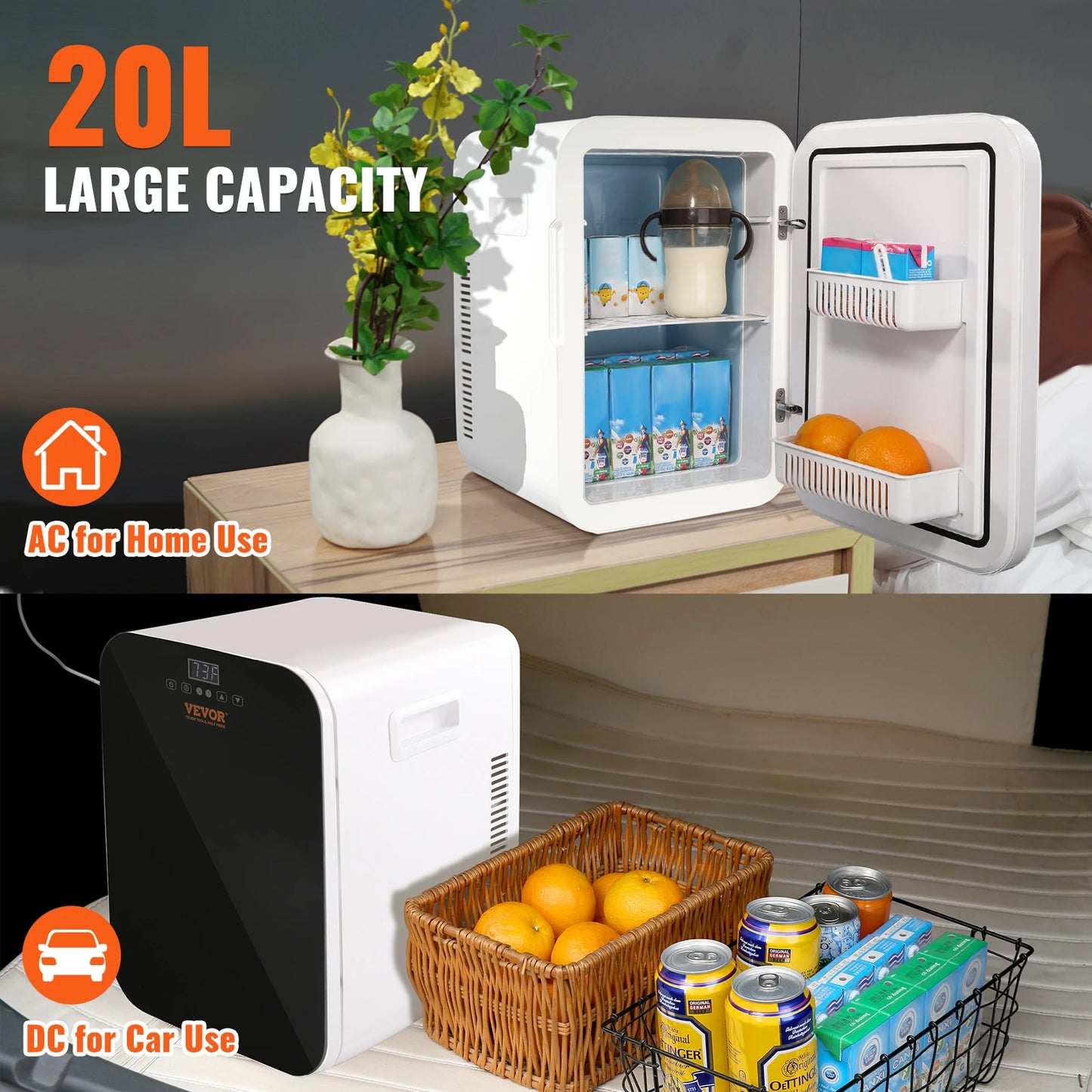 VEVOR 20L Mini Refrigerator Portable Cooler Ice Box