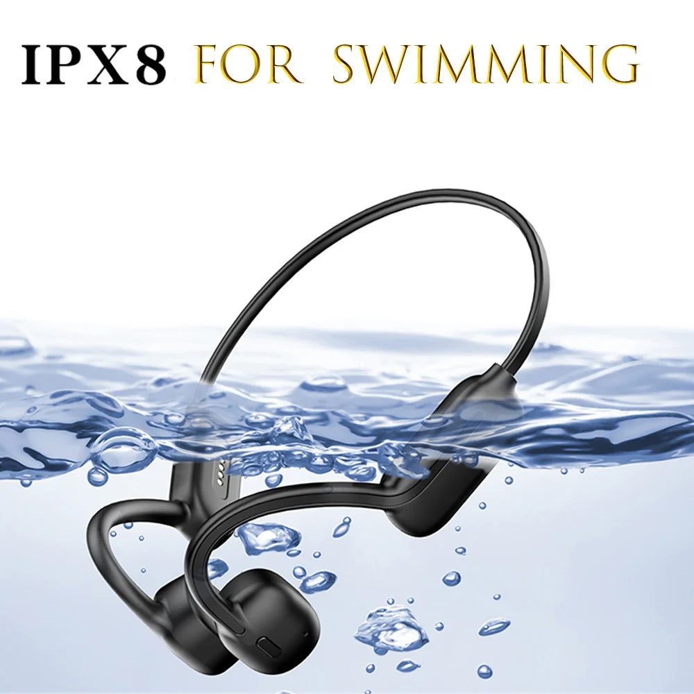 Swimming Bone Conduction Earphones Bluetooth Wireless Waterproof MP3 Mic