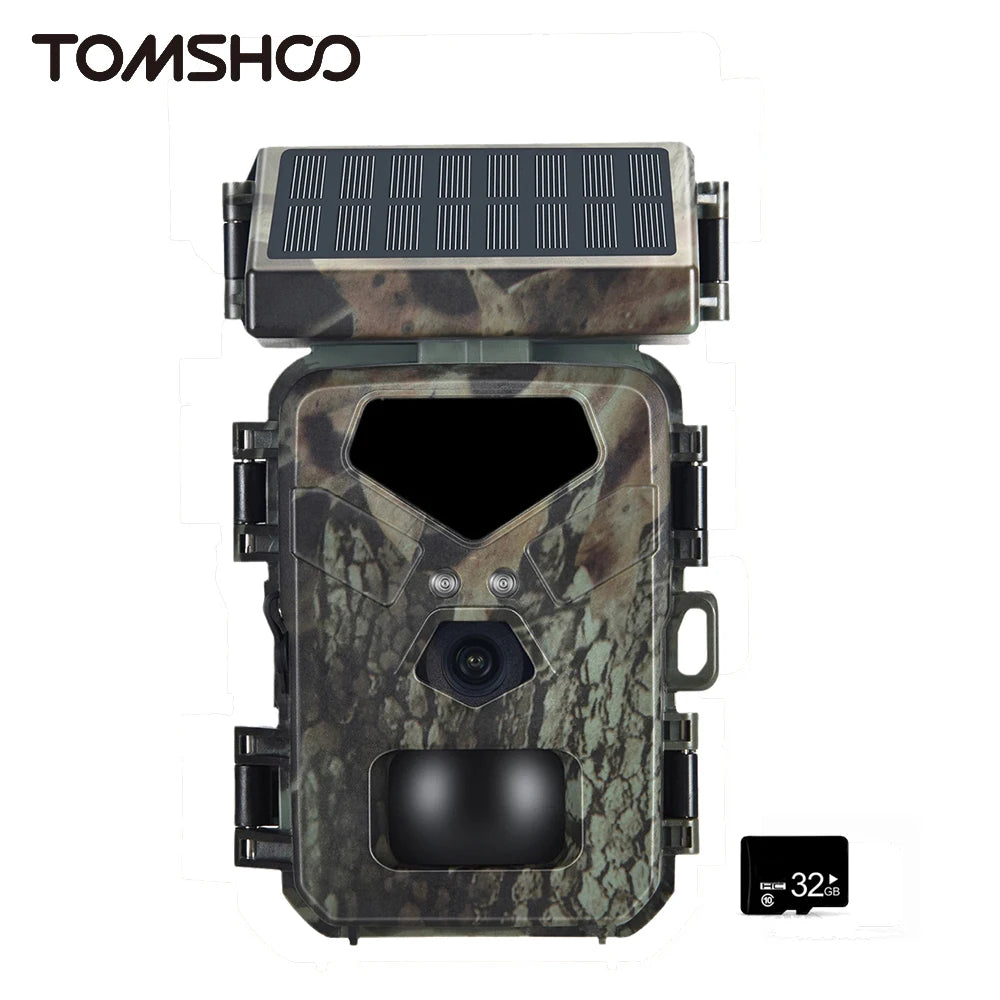 Tomshoo Solar Trail Camera 20MP/1080P Hunting Camera 0.3s Trigger Speed IP65 Super Night Vision Motion Activated Trail Camera