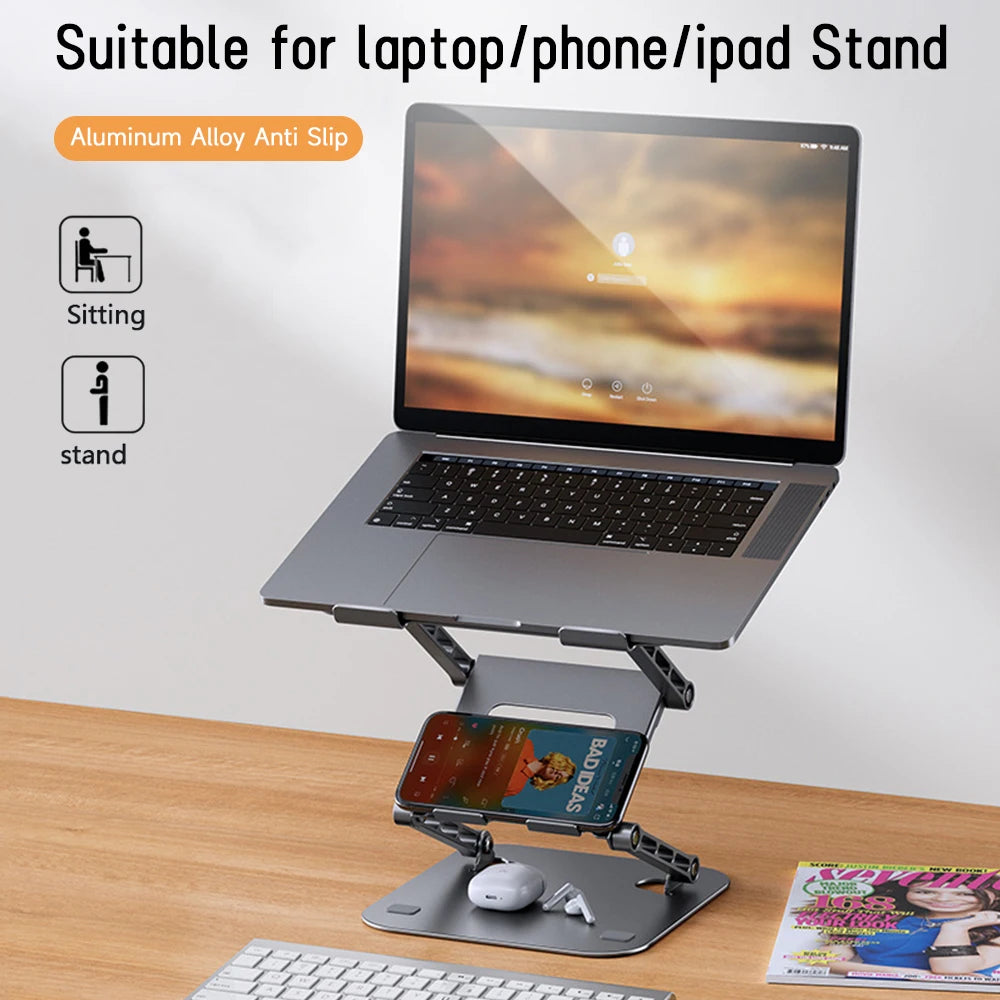 Adjustable Laptop Stand Aluminum Alloy, Foldable Cooling for MacBook