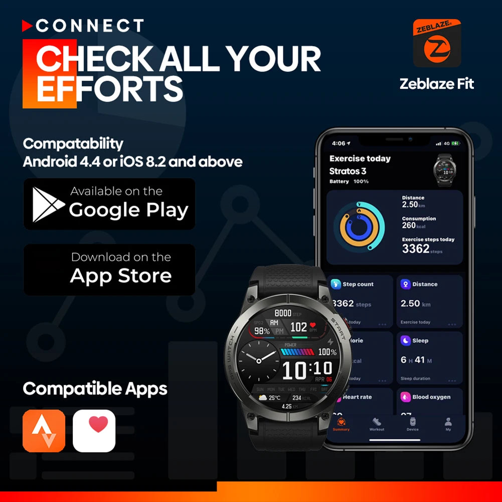 GPS Smart Watch Bluetooth-compatible Phone Heart Rate Health Monitor