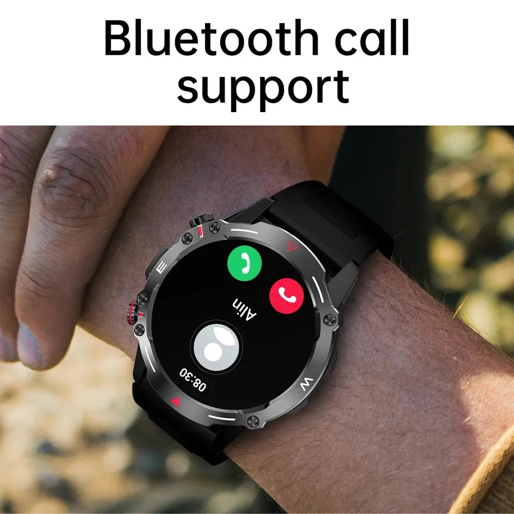 2024 Military Rugged Smart, Watch Heart Rate Monitoring, Outdoor 100+ Sports Mode