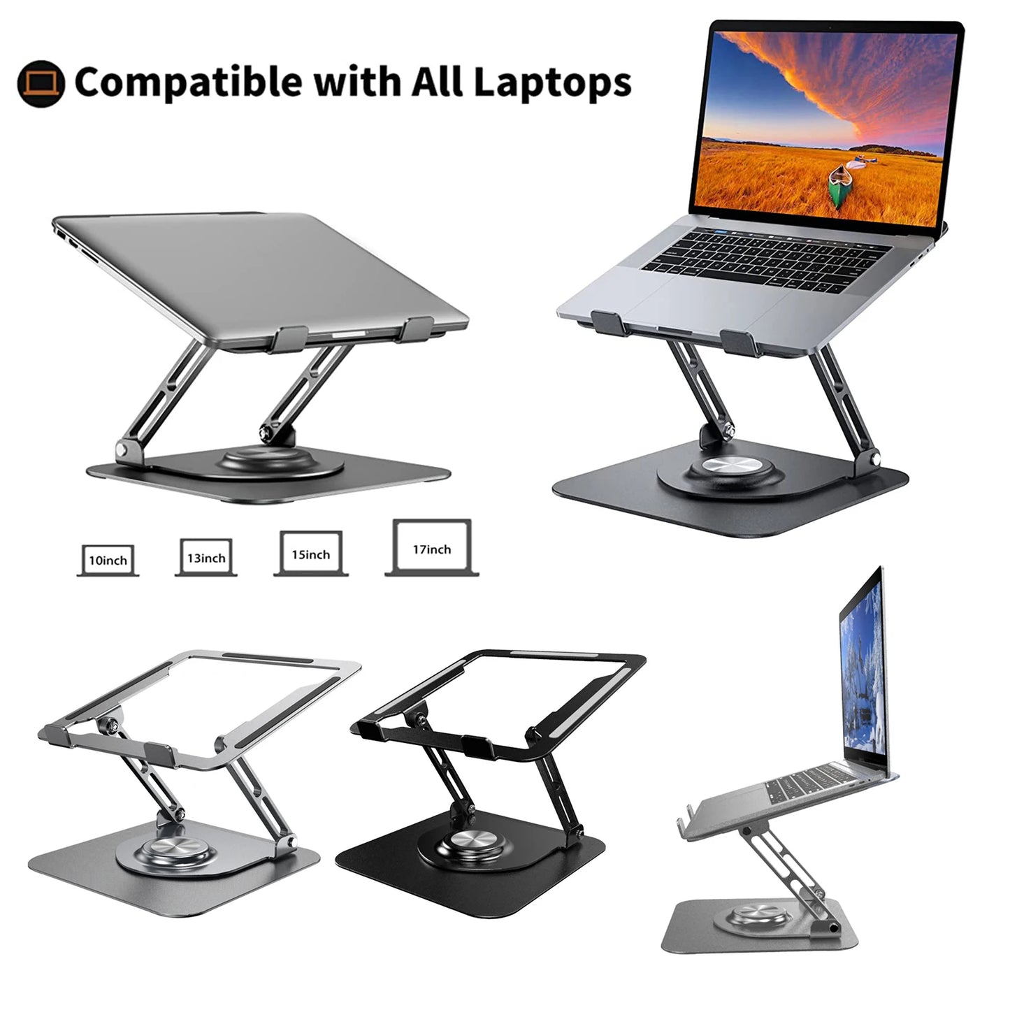 360 Rotating Cooling Bracket Portable Liftable Laptop Holder Aluminum Alloy