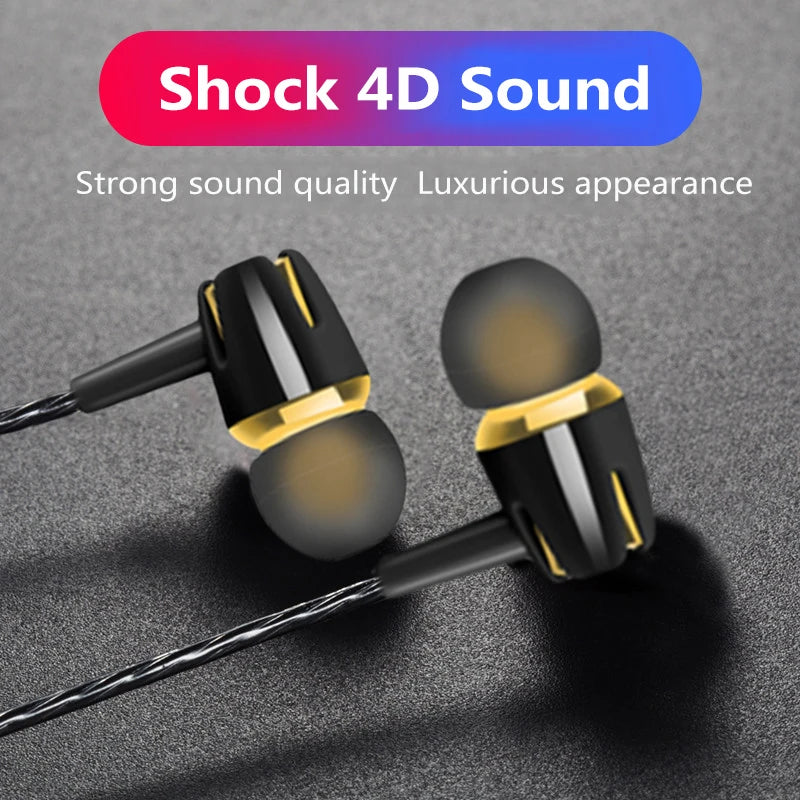 Headphones In Ear Headset Wired Earphones Microphone Bass Stereo Earbuds Sports