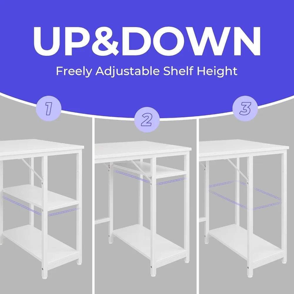 Small Desk with Wooden Storage Laptop Table for Home