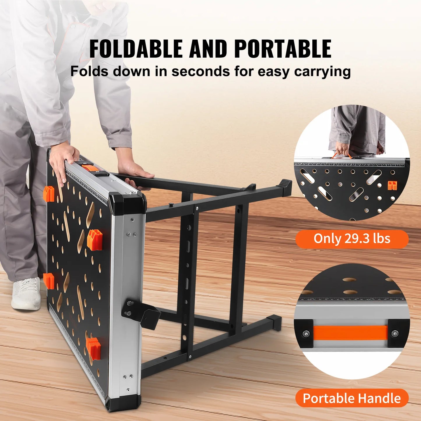 Folding Worktable 1000LBS Capacity Multifunctional Sawhorse for DIY