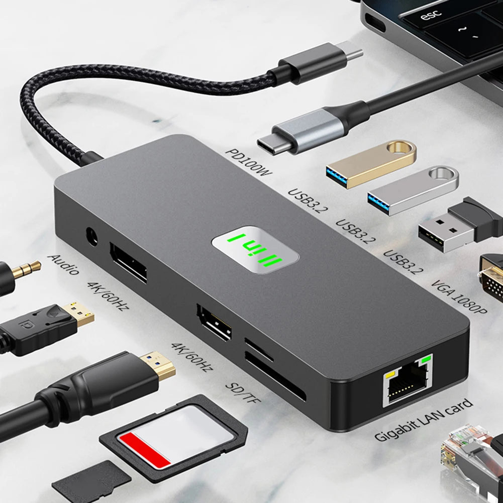 Multiport Adapter Ports Multi-hub Splitter 4K HDM Card Reader