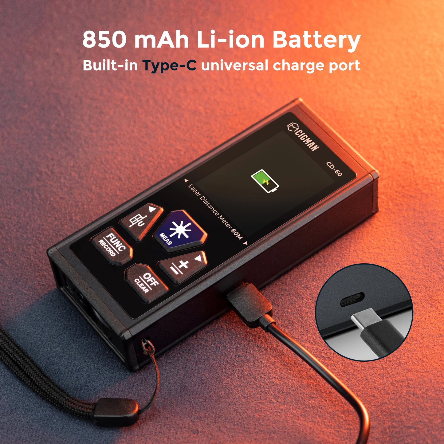 120m Laser Rangefinder, Digital, Rechargeable, Built-in Lithium Battery