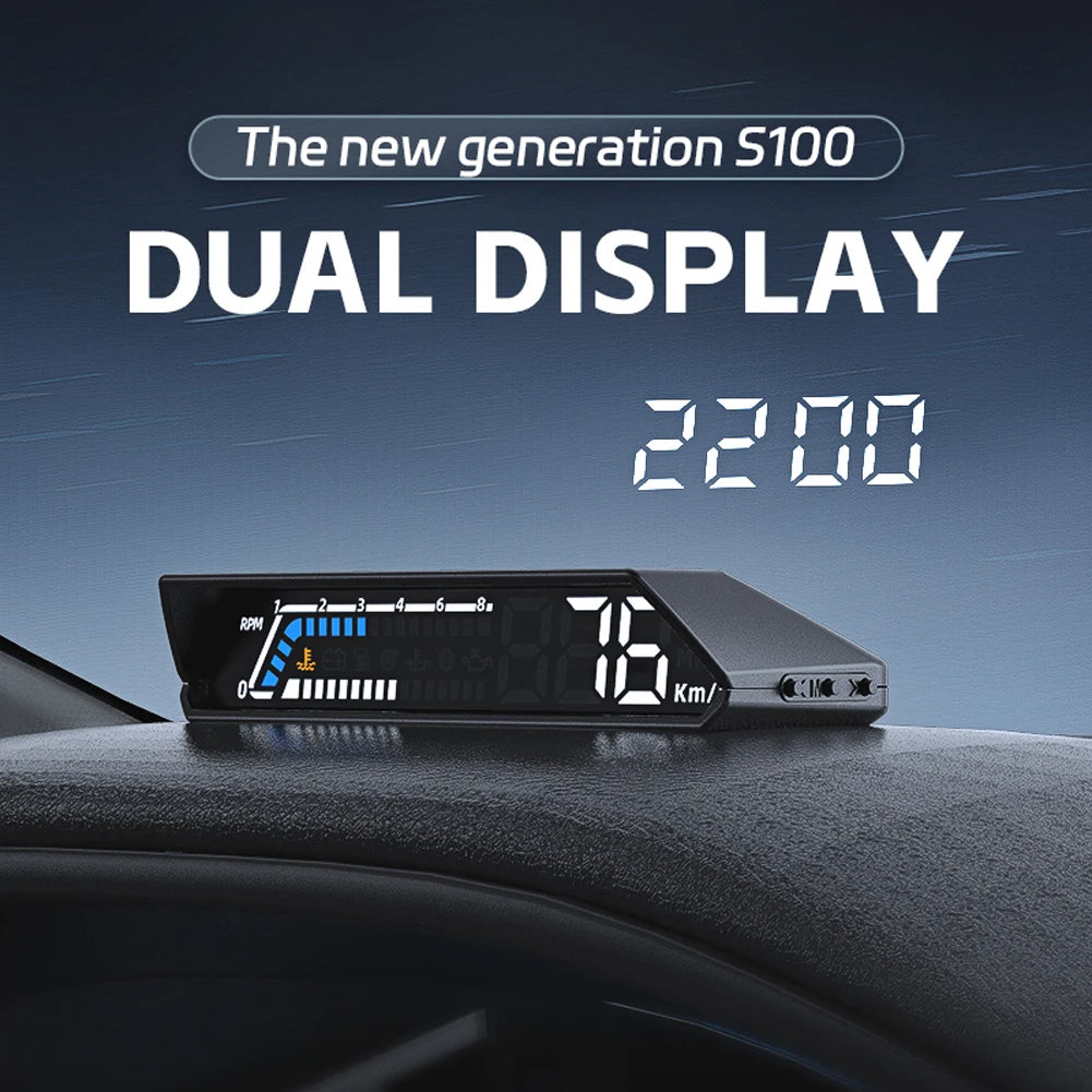 Car Head Display, OBD2 Driving Computer Temperature Speedometer Head-up