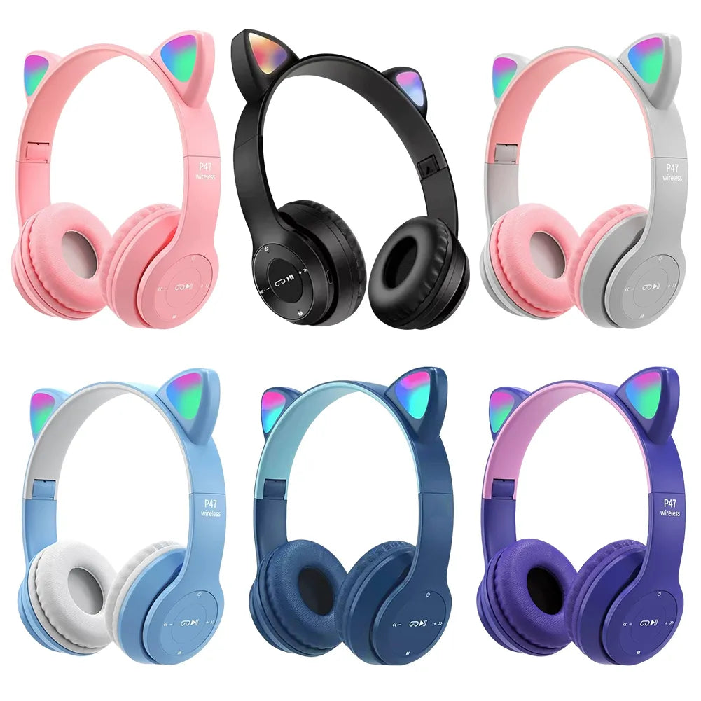 Wireless Headphone Flash Light Bluetooth Headset Stereo Music Helmet Earphone