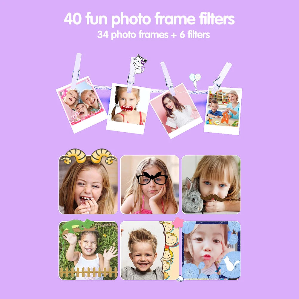 Cartoon Kids Camera, USB Charging Toys for Christmas Birthday Gift