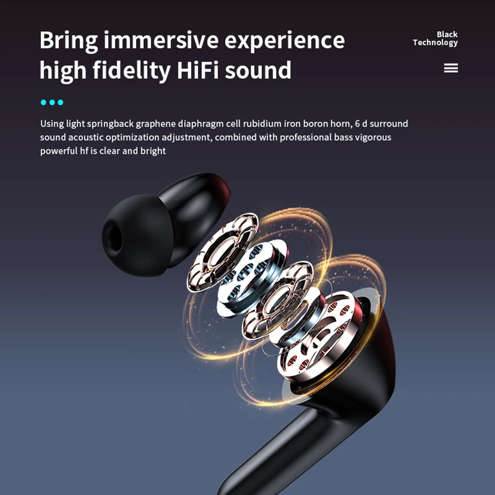 Wireless Headphones Bluetooth Waterproof Sports Headset Noise Reduction Mic