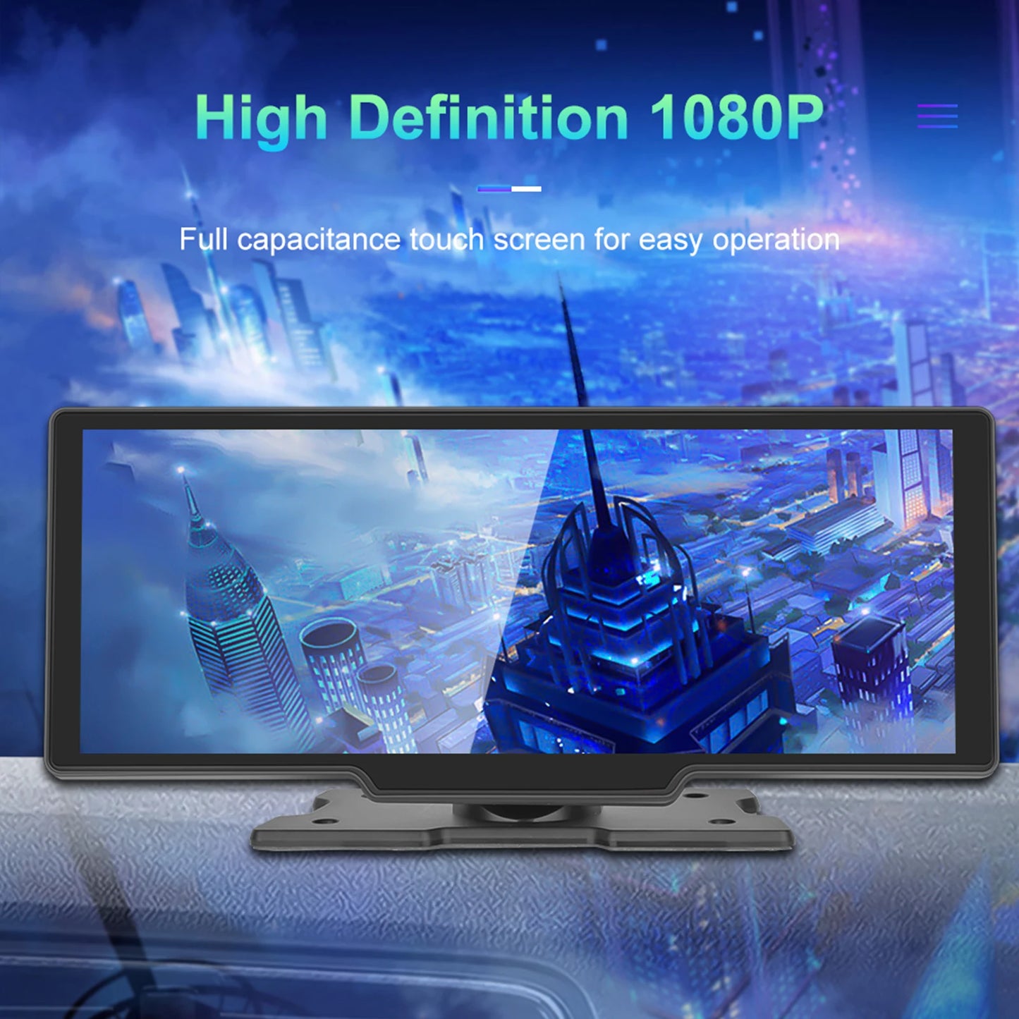 10'' Dash Cam Rearview Camera Navigation Recorder Dashboard Car Mirror