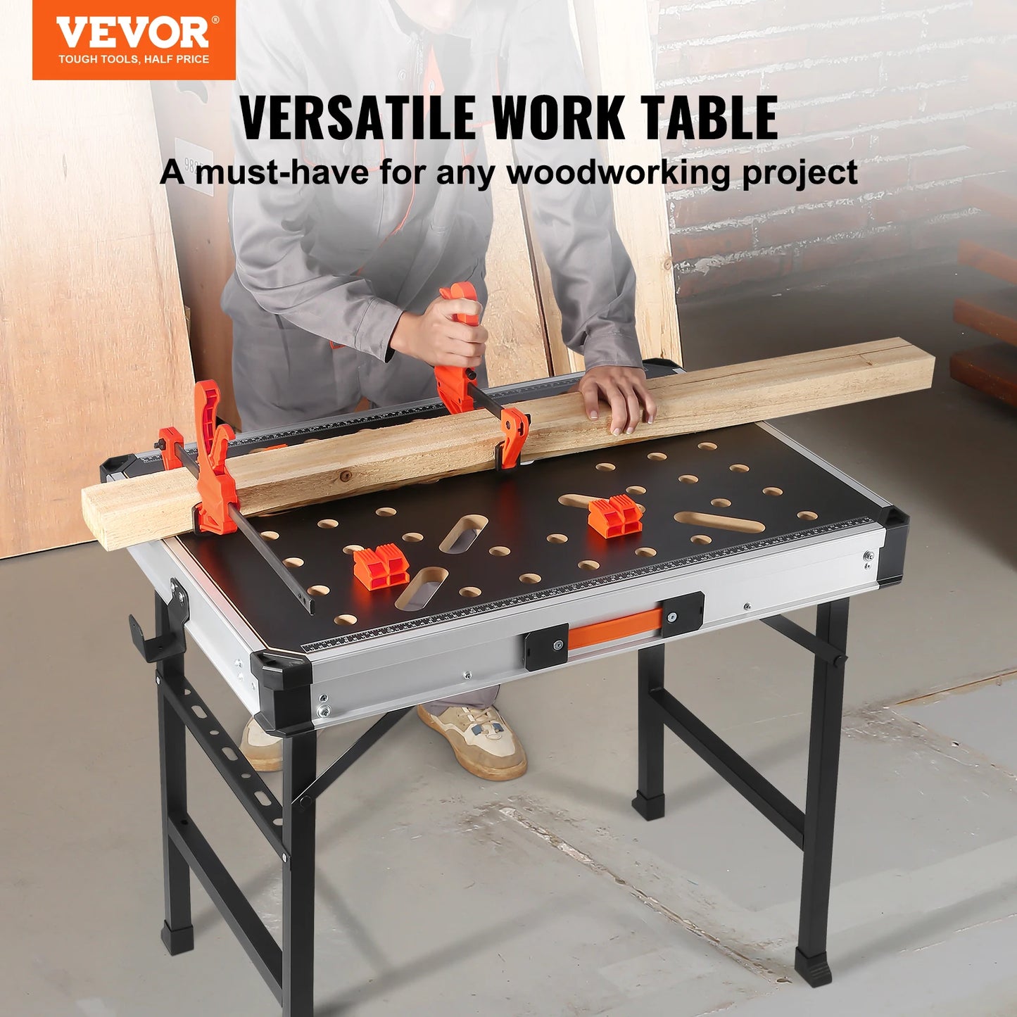 Folding Worktable 1000LBS Capacity Multifunctional Sawhorse for DIY