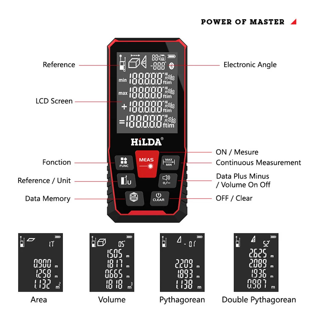 Laser Rangefinder Distance Meter Finder Building Measure Ruler Laser Tape Range