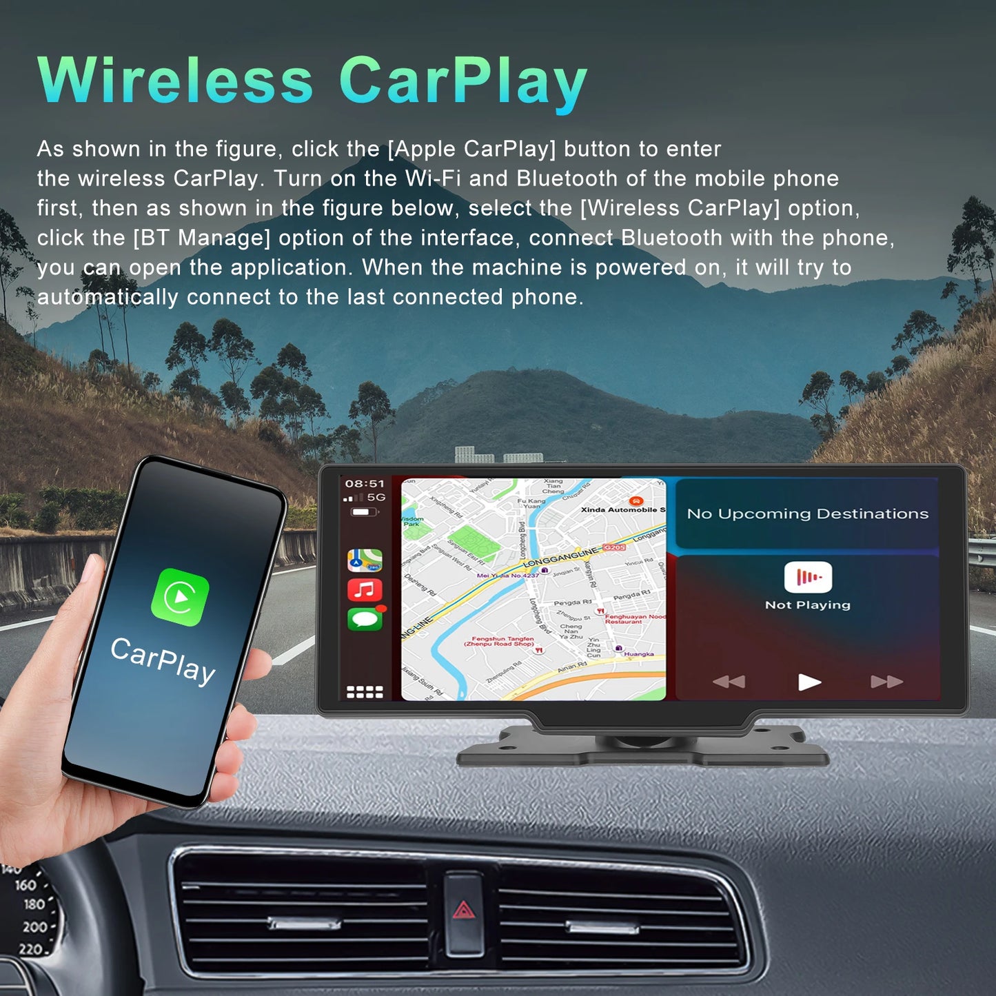 10'' Dash Cam Rearview Camera Navigation Recorder Dashboard Car Mirror