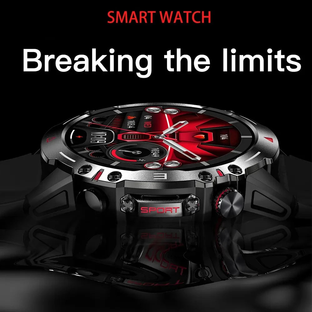 Military Rugged Smart Watch for Men Heart Monitoring Outdoor Sports Mode