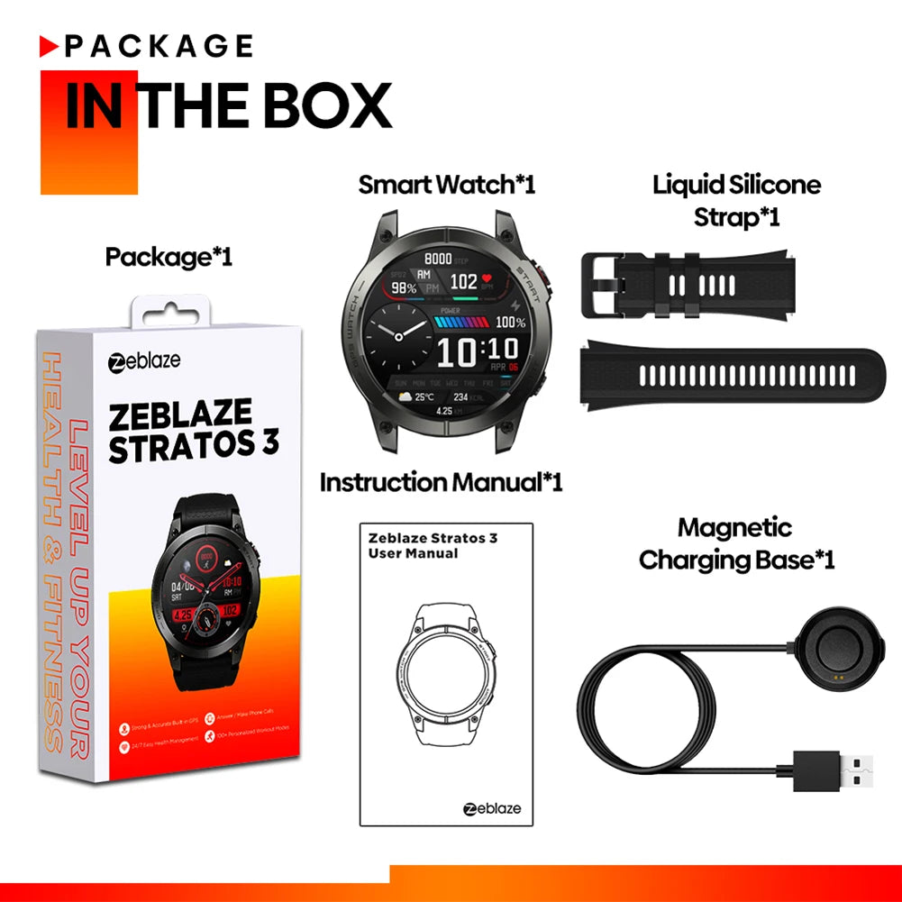 GPS Smart Watch Bluetooth-compatible Phone Heart Rate Health Monitor