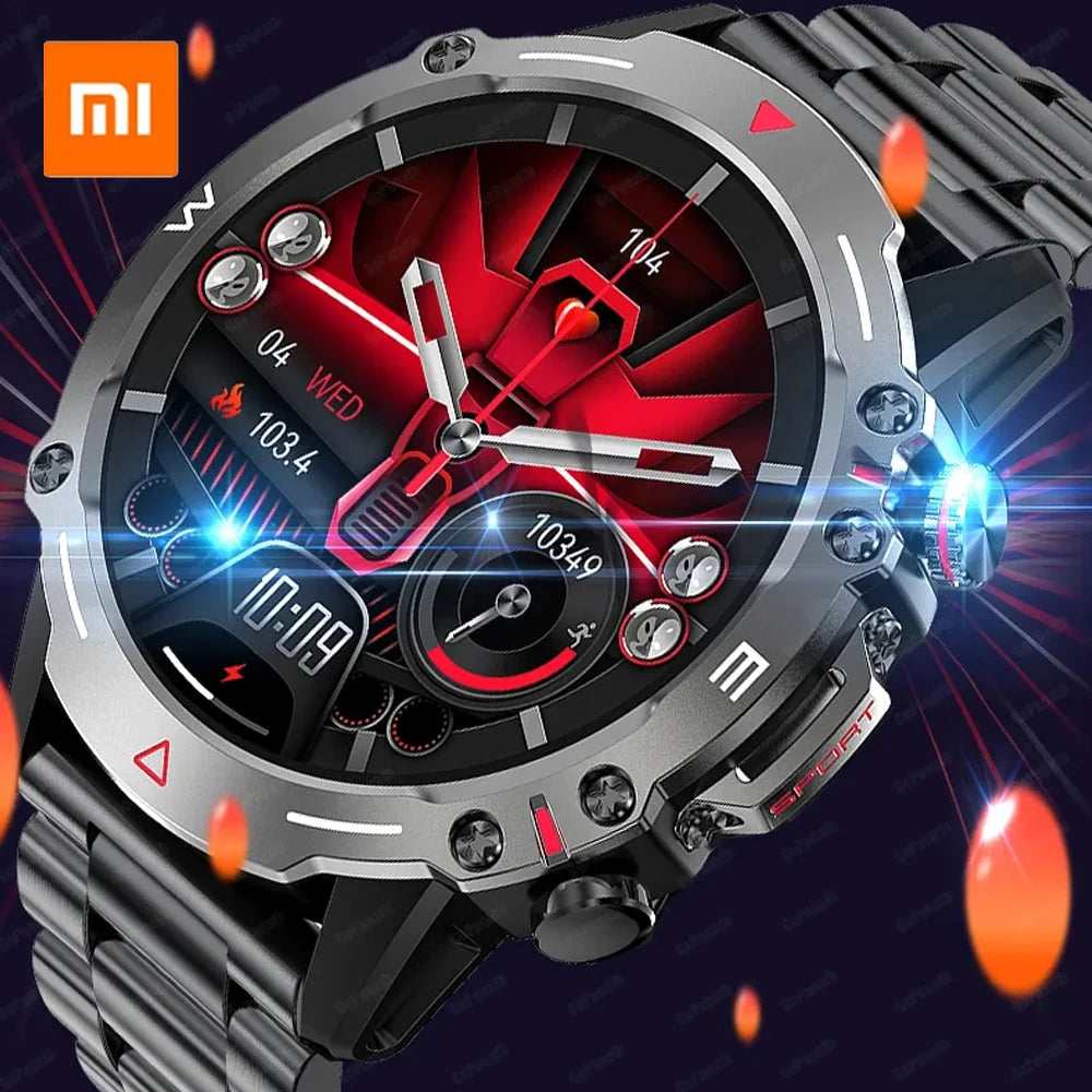 Military Rugged Smart Watch for Men Heart Monitoring Outdoor Sports Mode
