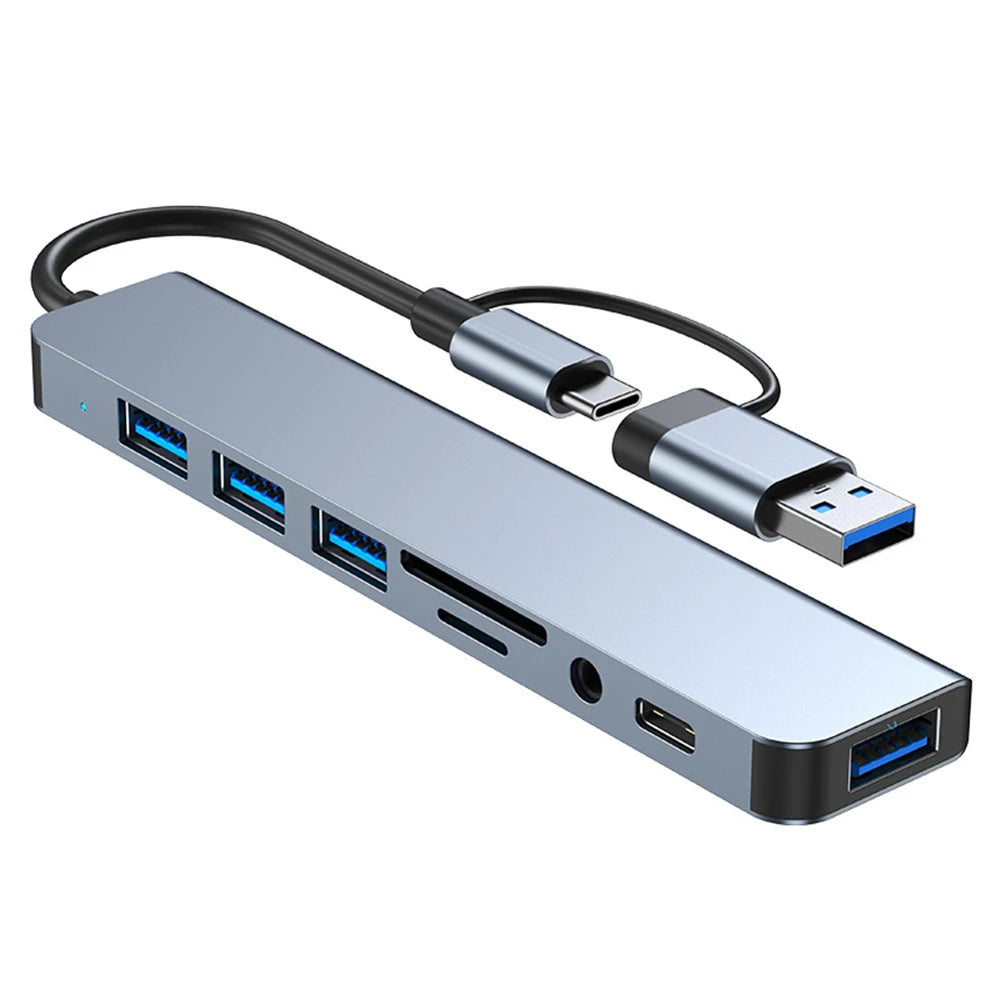 USB C Hub 8 In 1 Audio Jack Multi Splitter Adapter for MacBook