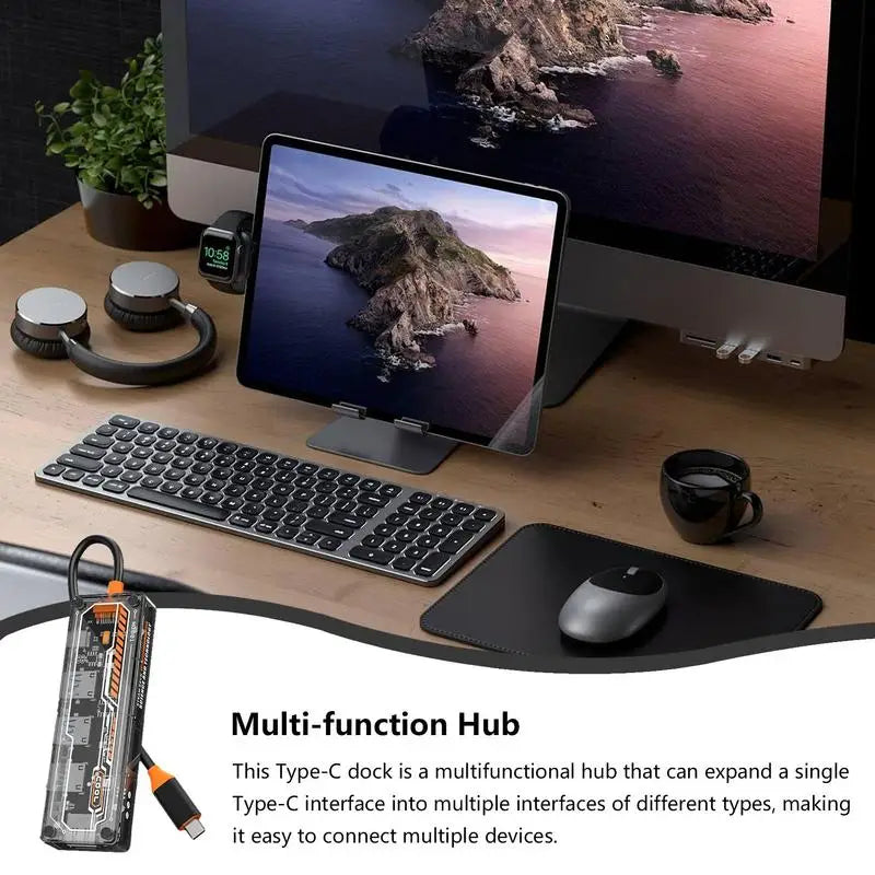 Transparent Compatible Adapter With Multiport Laptop Accessories Computer Cell Phone