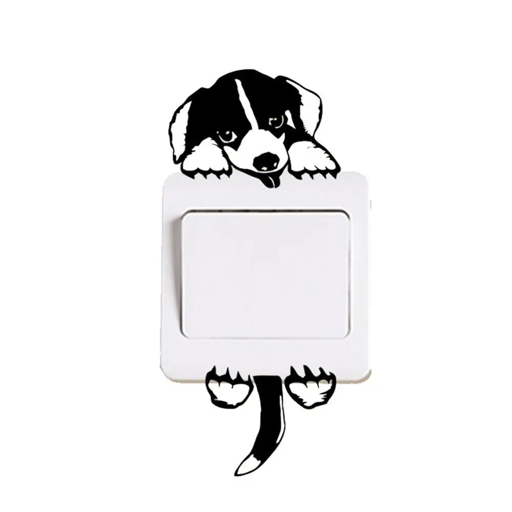 Black Dog Puppy Socket Switch Wall Sticker Removable