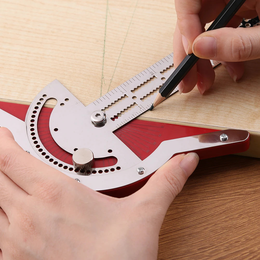 Woodworker Edge Rule, Protractor Scriber, Scale Caliper Tool