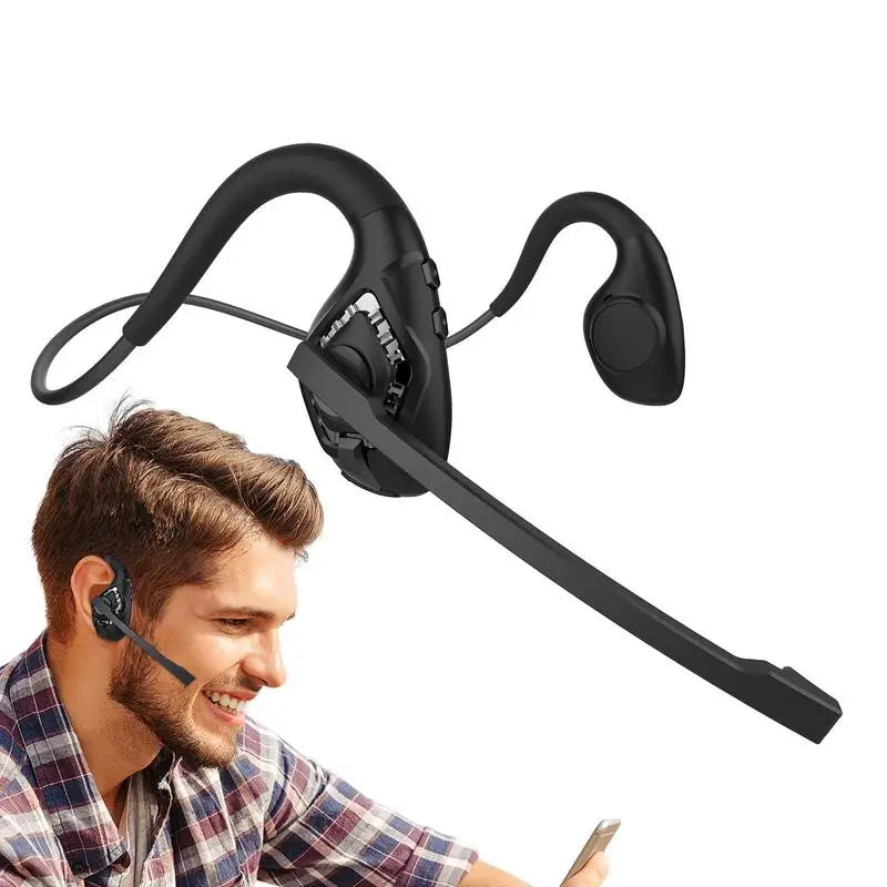 Bone Conduction Earbuds Headset Boom Microphone Charging Long Battery Life