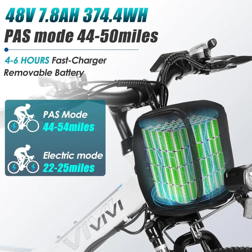 Electric Bike 26" Electric Bike for Adults, Peak 850W Folding Electric Mountain Bike, 48V Removable Lithium Battery, 21 Speed