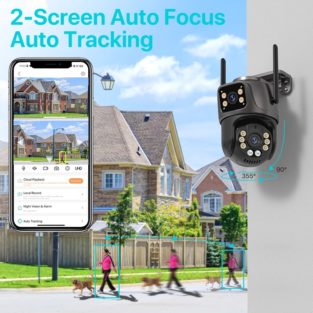 Camera Outdoor Dual Lens Screen Audio Video Surveillance