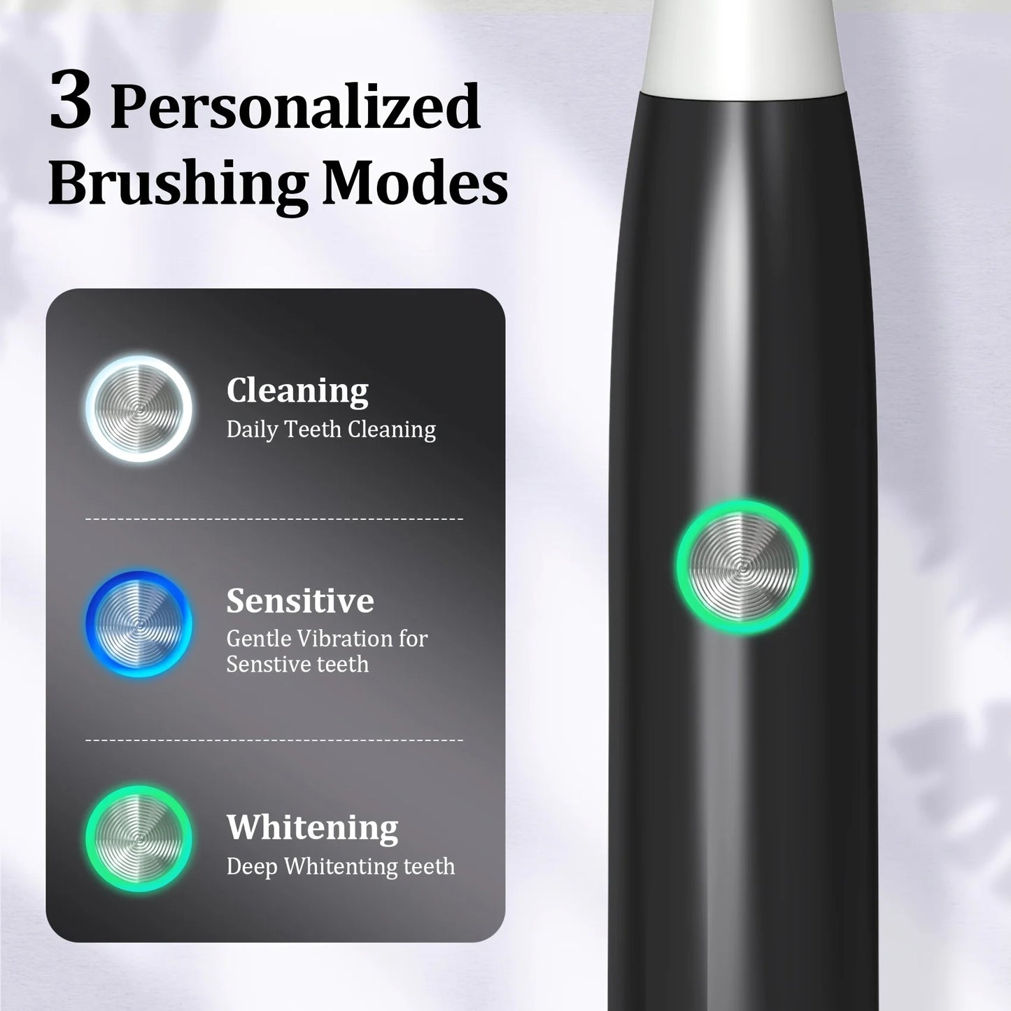 Electric Toothbrush Rechargeable Fast Charge 3 Modes 4 Brush Heads