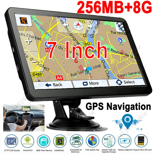 7 Inch HD Touch Screen Car GPS Navigation Australia Europe North America Map 256M+8G FM Transmission GPS Navigator for Car Truck