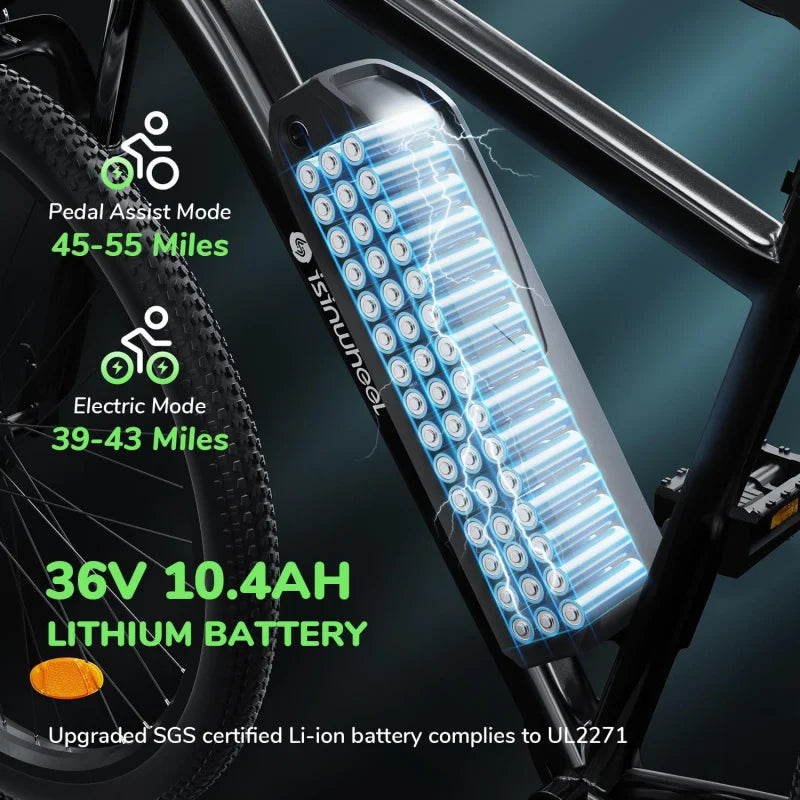 Qisinwheel  26" Mountain Bike 20MPH Max Range 55 Miles