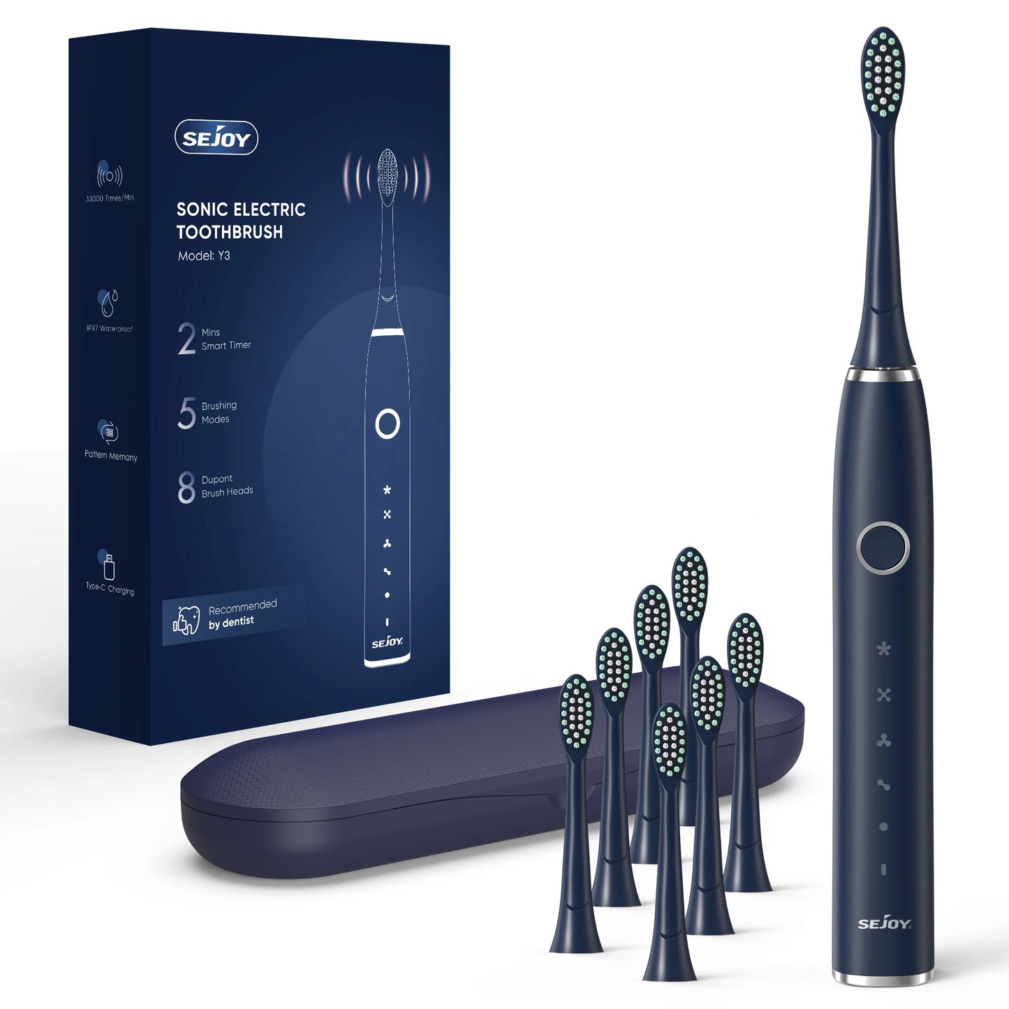 Sonic Electric Toothbrush Oral Cleaning Modes Smart Rechargeable