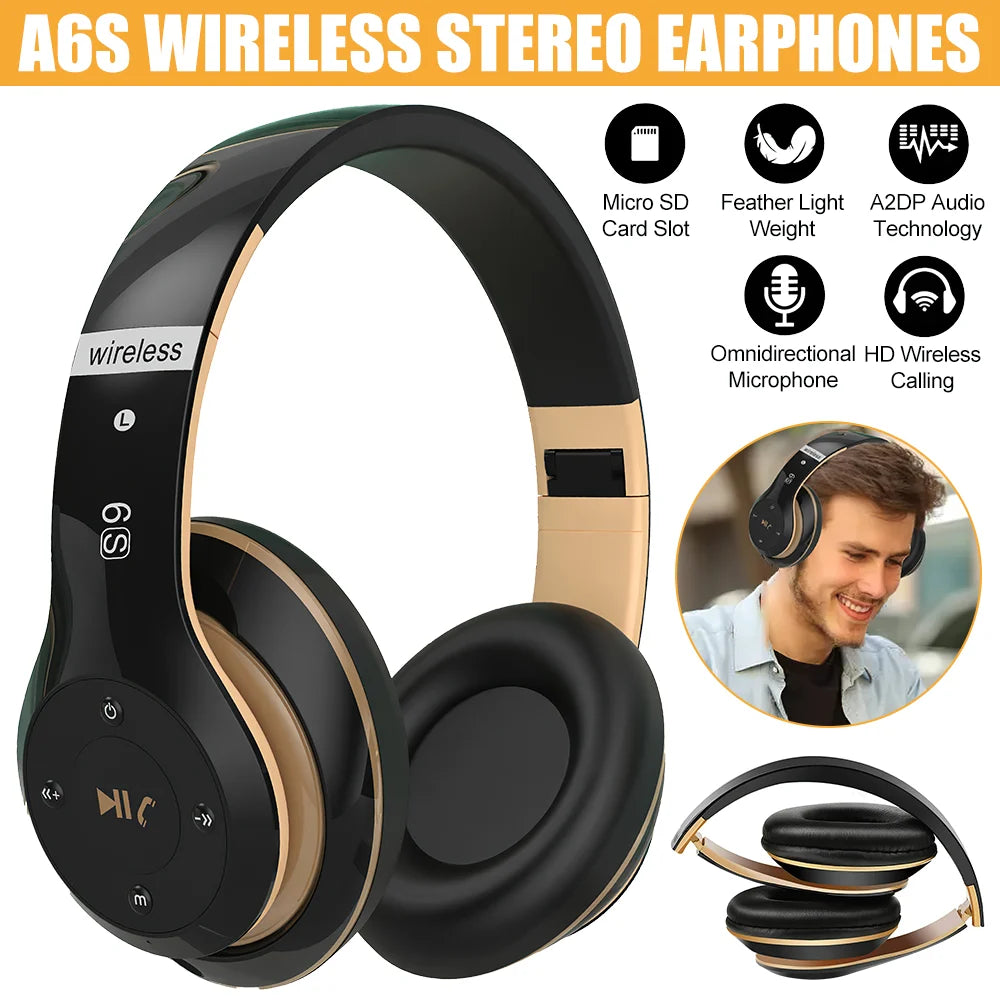 Wireless Bluetooth Headphones HIFI Music Gaming Earbuds with Mic