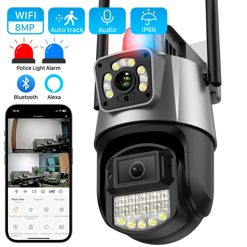 Outdoor WiFi Tracking Waterproof Video Surveillance Police Light