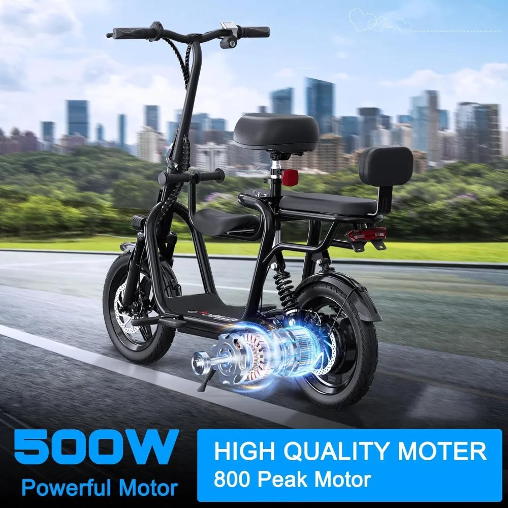 Power by 500W Motor 800W Peak, and 20 Miles Range&17.5Mph