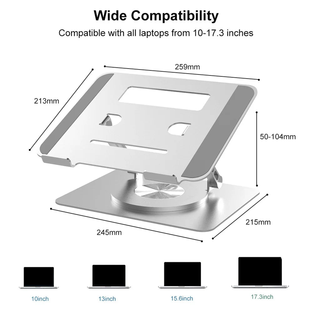 Foldable Laptop Stand Aluminum Alloy Lifting Cooling Notebook Support Bracket 360°Rotatable Tablet Holder Base for MacBook Pro